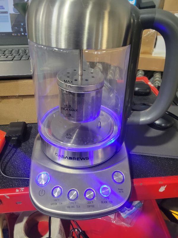 Photo 1 of **SEE NOTES**
CASABREWS Electric Tea Kettle, 1500W Stainless Steel Electric Kettle with Temperature Control and Dry-Boil Protection, 1.7L Tea Maker Machine with Infuser for Loose Tea, 1H Keep Warm, Gift for Mom Dad