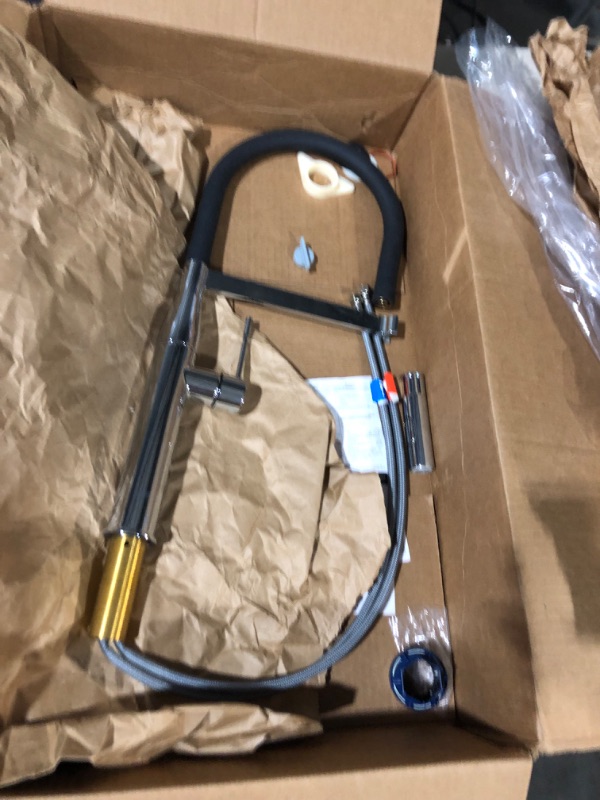 Photo 1 of **NONREFUNDABLE**FOR PARTS OR REPIAR**SEE NOTES**
GROHE 30295DC0 Essence Semi-Pro Single-Handle Kitchen Sink Faucet with Pull-Down Sprayer, Brass, SuperSteel Infinity Semi-Pro Supersteel Infinity