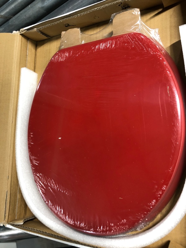 Photo 2 of * see all images *
Red Round Toilet Seat Natural Wood Toilet Seat with Zinc Alloy Hinges, Easy to Install also Easy to Clean