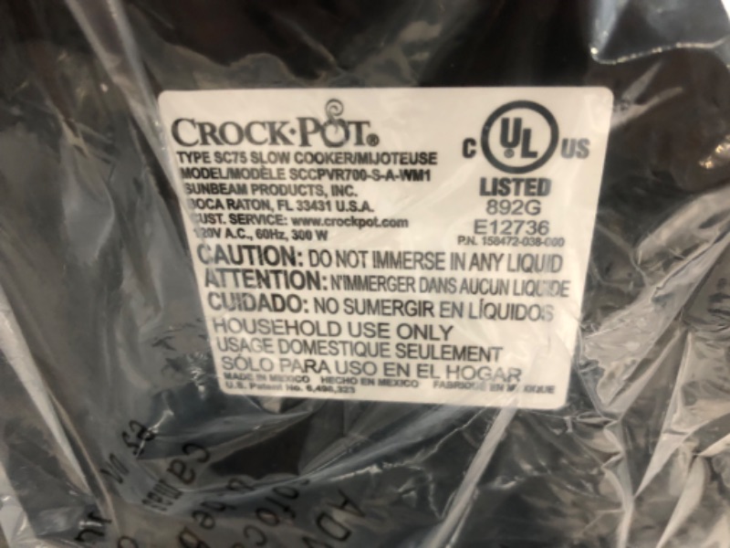 Photo 4 of Crock-Pot SCCPVR700SA 7-Quart Smart-Pot Slow Cooker - Brushed Stainless Steel