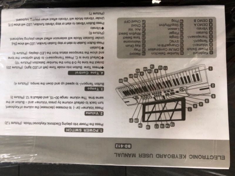 Photo 1 of **MISSING MIC AND POWER CORD** 61 keys keyboard piano can operate on batteries