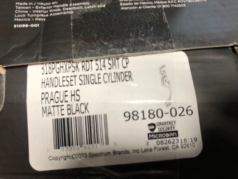 Photo 3 of **PARTS ONLY/SALE FINAL/SEE NOTES** for Kwikset Prague Handleset with Round Pismo Door Knob featuring SmartKey Security - Single Cylinder - Matte Black Contemporary Matte Black