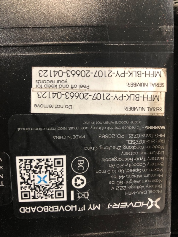 Photo 5 of **MISSING CHARGER** Hover-1 My First Hoverboard Electric Self-Balancing Hoverboard for Kids with 5 mph Max Speed, Dual 150W Motors, 6.3” Tires, 3 Miles Max Range, and LED Headlights Black