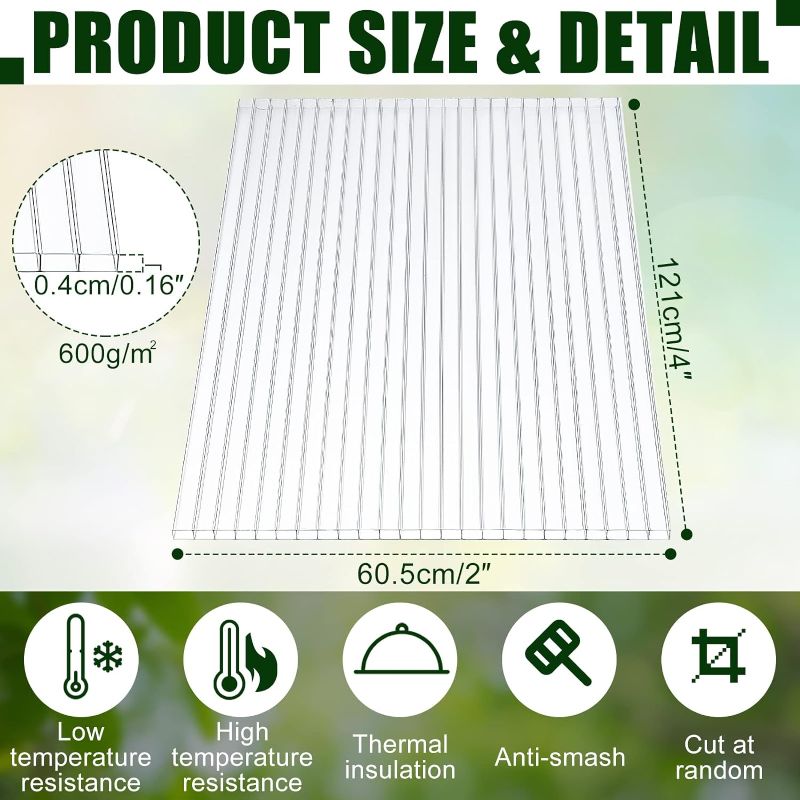 Photo 1 of **USED BUT APPEARS NEW**  Tatuo Polycarbonate Greenhouse Panel, Polycarbonate Sheet Roof Panel, Waterproof UV Protected Reinforced Cold Flexible Strong Impact and Shatterproof Panel for Greenhouse (4' x 2' x 0.16'') 