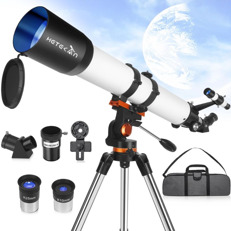 Photo 1 of **USED BUT APPEARS NEW**  Hetekan Telescopes for Adults Astronomy, Telescope 90mm Aperture 700mm for Adults Kids & Beginners,Refractor Telescope with Tripod, Finderscope and Phone Adapter Telescope90700