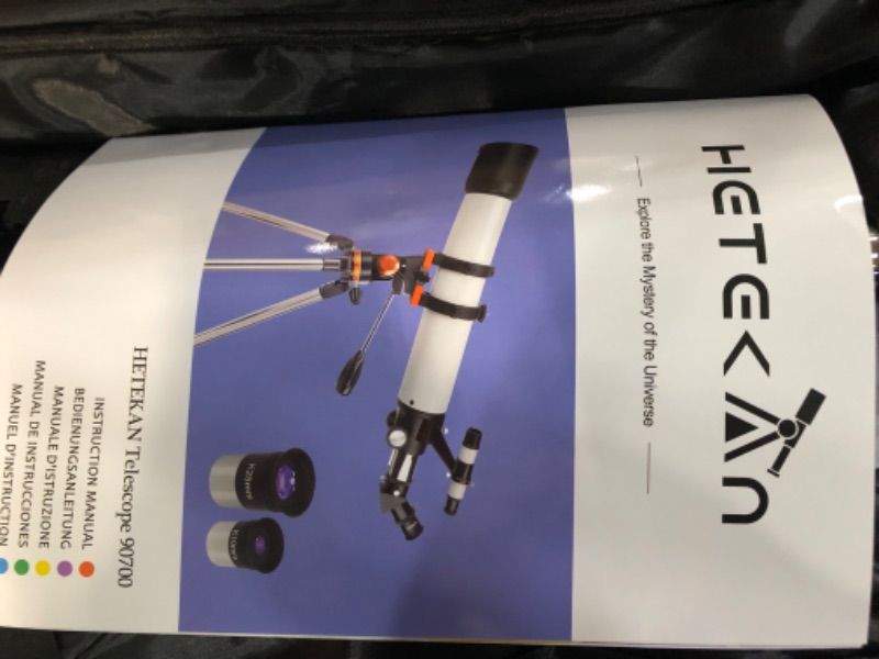 Photo 4 of **USED BUT APPEARS NEW**  Hetekan Telescopes for Adults Astronomy, Telescope 90mm Aperture 700mm for Adults Kids & Beginners,Refractor Telescope with Tripod, Finderscope and Phone Adapter Telescope90700