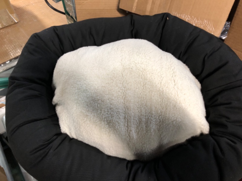 Photo 4 of 24 inch Black & Sherpa Bagel Dog Bed By Majestic Pet Products 24 in Black