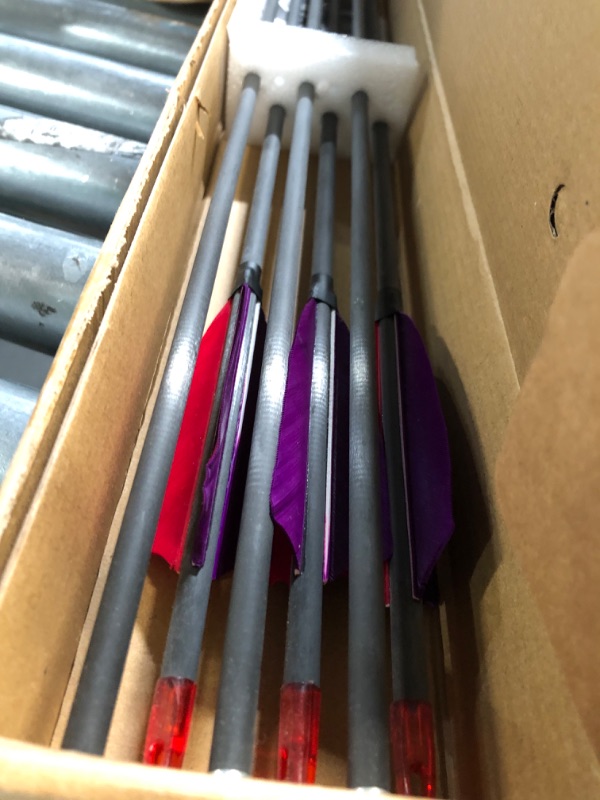 Photo 3 of ZHANYI Target Hunting Archery Carbon Arrows 600 Spine with Real Feather Fletching for Compound Recurve Bows 29 Inch Pack of 6