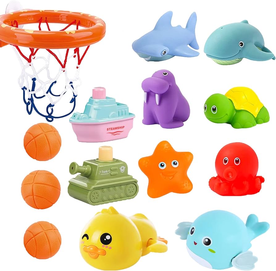 Photo 1 of 14 Pcs Bath Toys for Toddlers 1-3, Bath Water Toys for 6-12 Months Infants,2 pack