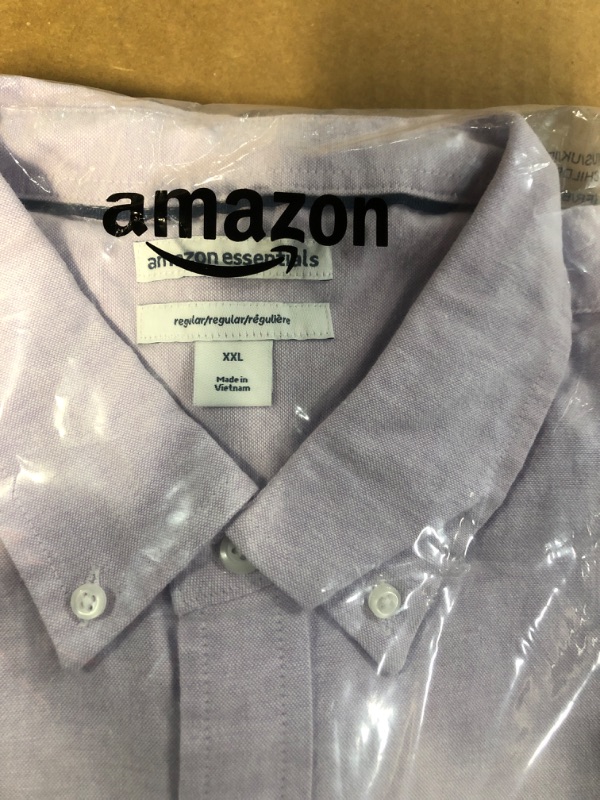 Photo 2 of Amazon Essentials Men's Regular-Fit Short-Sleeve Pocket Oxford Shirt XX-Large Lavender 2pack