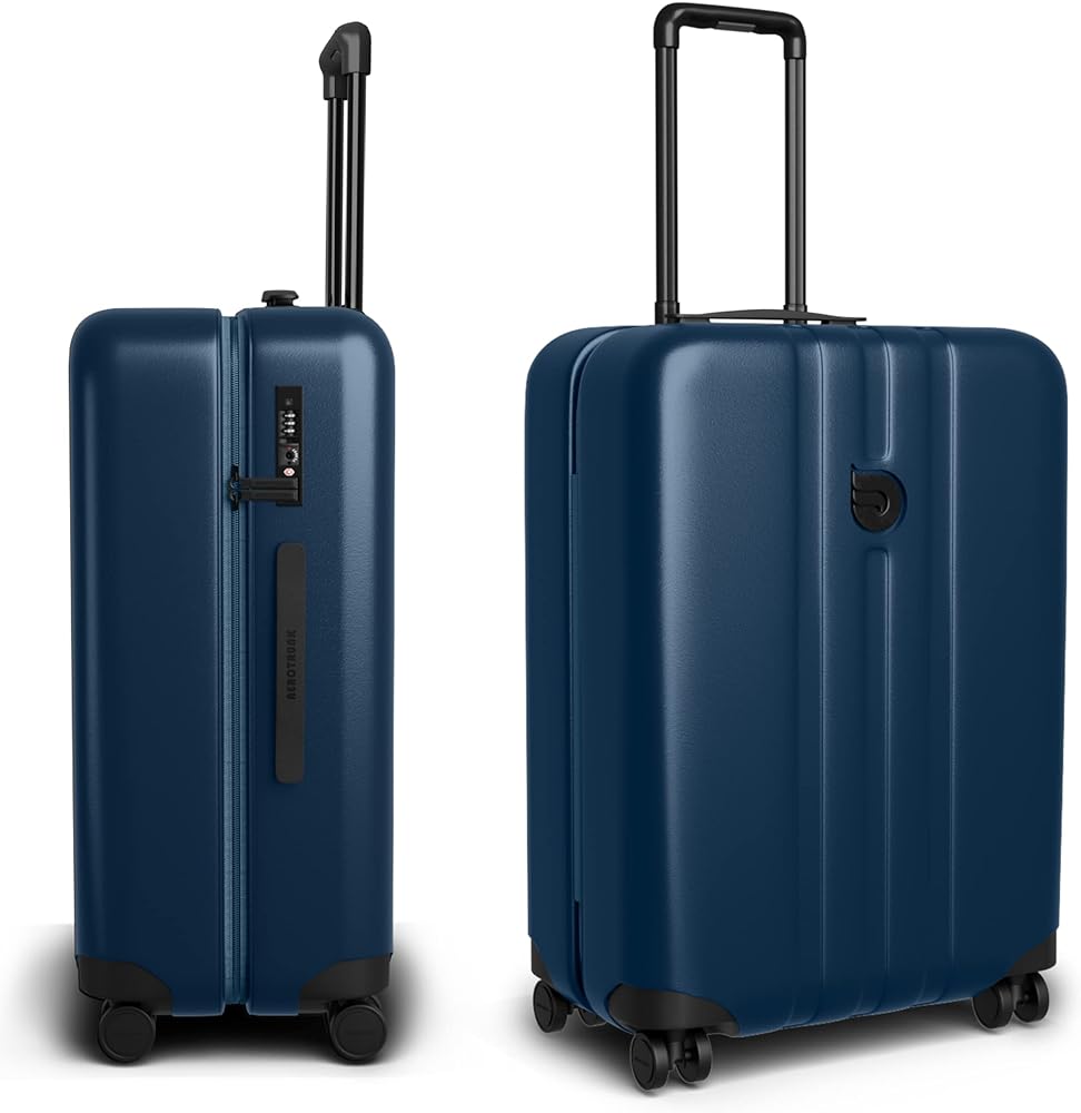 Photo 1 of Aerotrunk Airline Approved Carry On Luggage - Lightweight Hard Shell Suitcase with Spinner Wheels, TSA Lock - Carry-On 23" Blue