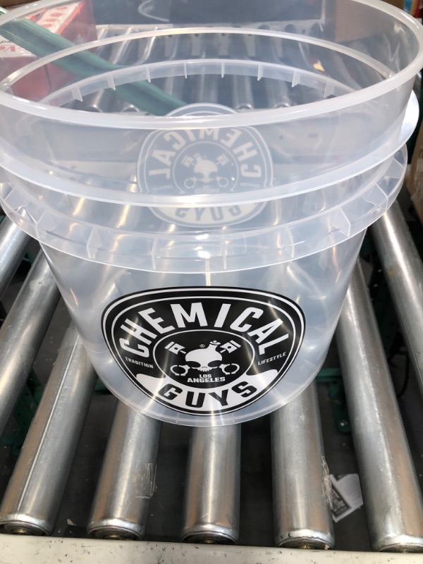 Photo 3 of Chemical Guys ACC_103 Heavy Duty Detailing Car Wash Bucket with Chemical Guys Logo, 4.5 Gal , Semi Transparent White Bucket Only