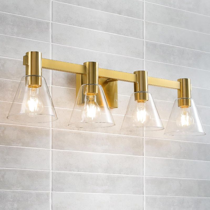 Photo 1 of CCYCOL Gold Bathroom Light Fixtures - 4-Light Bathroom Vanity Light Over Mirror 