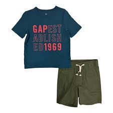 Photo 1 of GAP Boy's 2-Piece Short Sleeve T-Shirt & Shorts Outfit Set (Blue/Olive, size 6/7)
3 pack