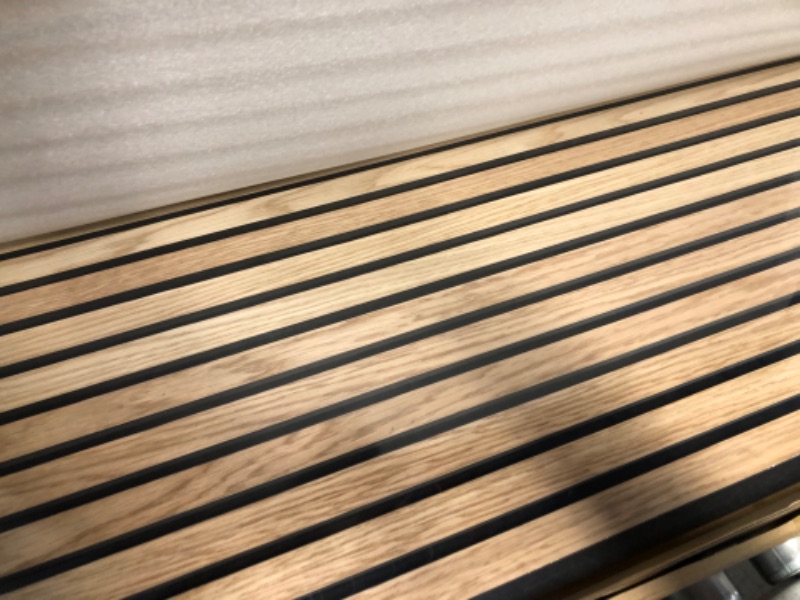 Photo 1 of 3D Slat Wood Wall Panels Acoustic Panels for Interior Wall Decor Black 2PCS