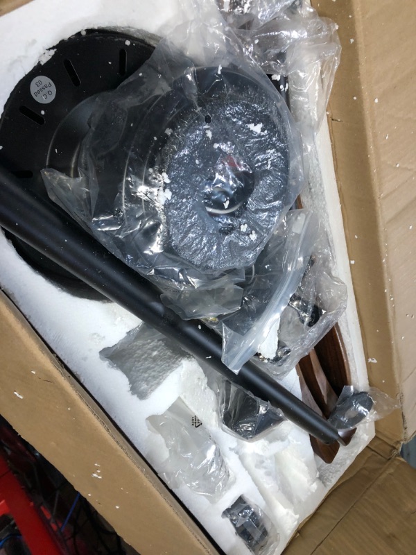 Photo 1 of **FOR PARTS ONLY*DAMAGE
Sofucor 52 inch Ceiling Fan with Light 3 Wood Walnut Reversible Blades Controlled by Remote 