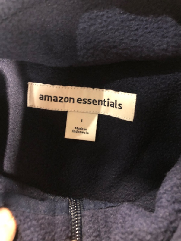 Photo 2 of Amazon Essentials Men's Full-Zip Fleece Jacket Polyester Black Navy Color Block Large