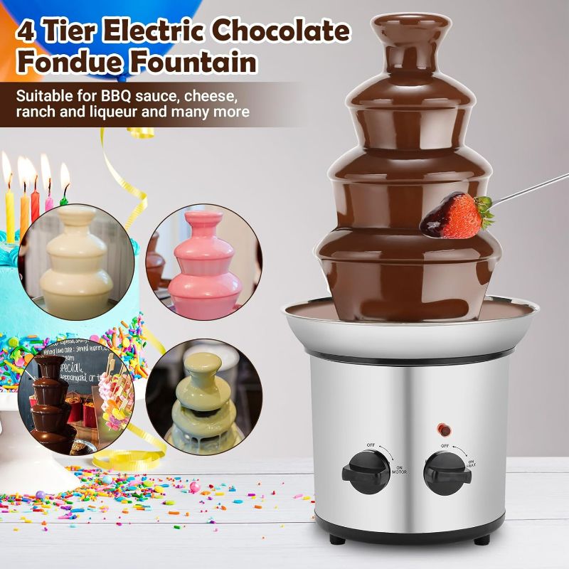 Photo 1 of (NON-REFUNDABLE) Chocolate Fountain, 4 Tiers Electric Melting Machine Chocolate Fondue Fountain 