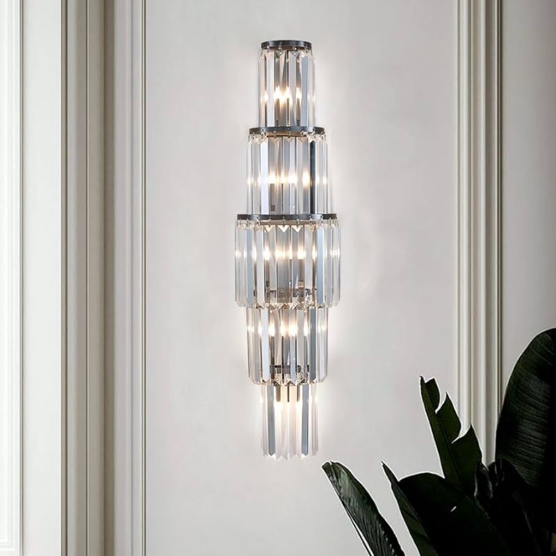 Photo 1 of  Crystal Wall Sconce Modern Silver Wall Sconce 29.5 inch 