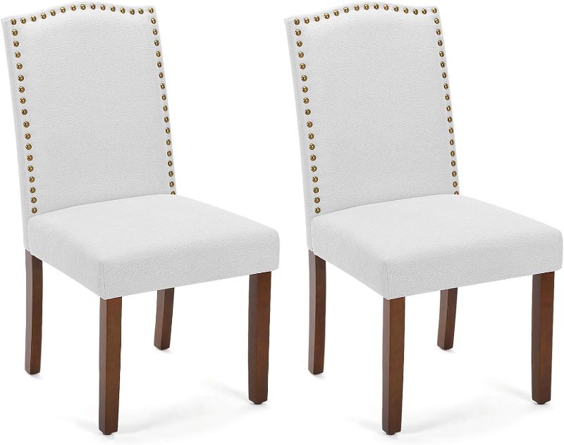 Photo 1 of * used * see all images * 
DUMOS Dining Chairs Set of 2, Fabric, Grey, 19.69"D x 24.21"W x 39.17"H