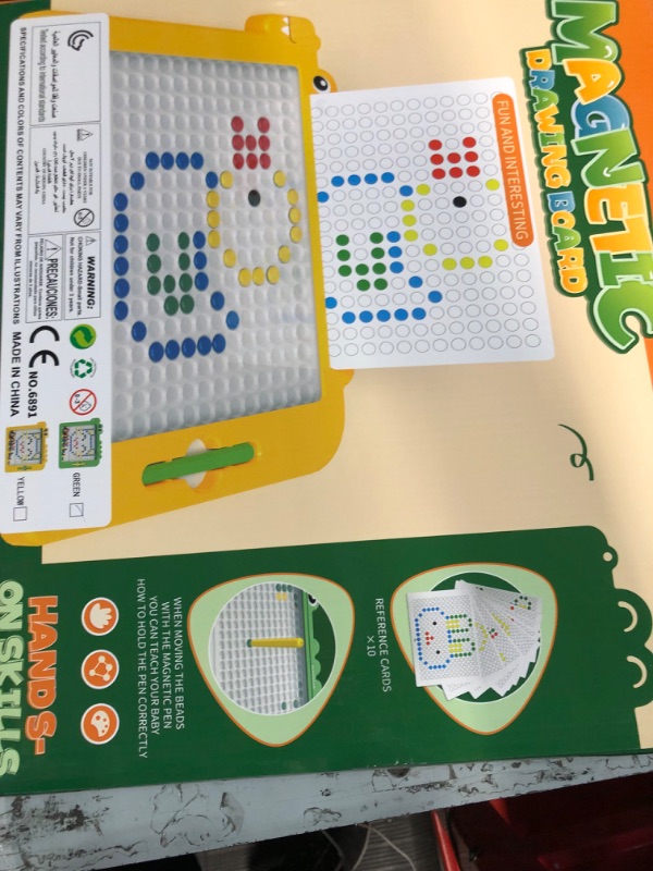 Photo 4 of GHIGMOFUN Magnetic Drawing Board, Montessori Magnetic Dots Board Green