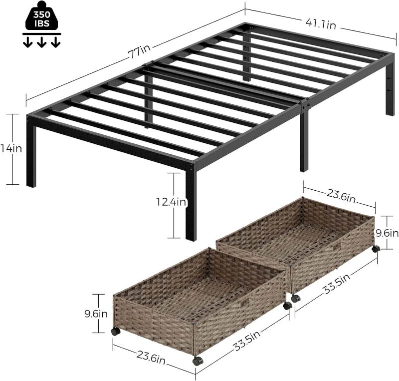 Photo 1 of **MISSING BASKETS&HARDWARE)
Rolanstar Twin Bed Frame 14"