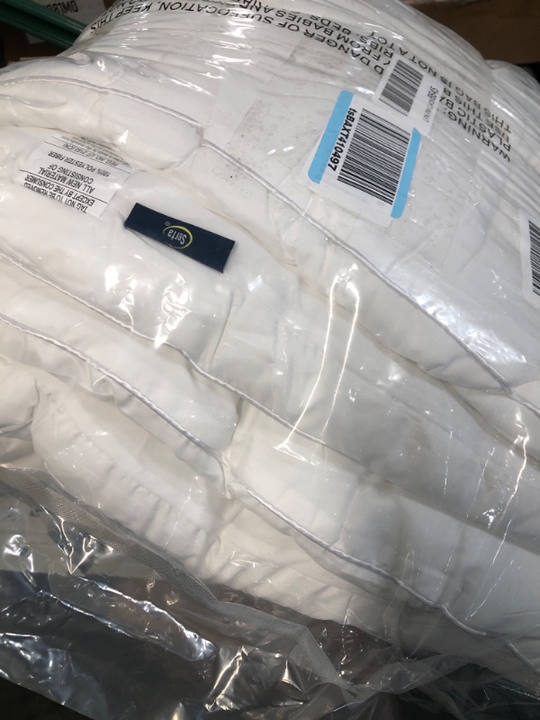 Photo 2 of **SEE NOTES**
SERTA ComfortSure Breathable Elastic Dobby Check Quilted Pillow Top Mattress Pad Cover with 18" Deep Pocket for All Season, White