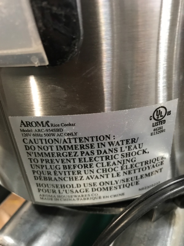 Photo 6 of **SEE NOTES**  Aroma Housewares ARC-954SBD Rice Cooker, 4-Cup Uncooked 2.5 Quart, Professional Version