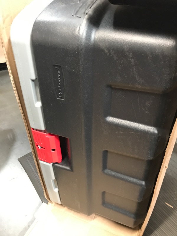 Photo 1 of Rubbermaid ActionPacker Lockable Storage Box, 35 Gal, Grey and Black, Pack of 1)