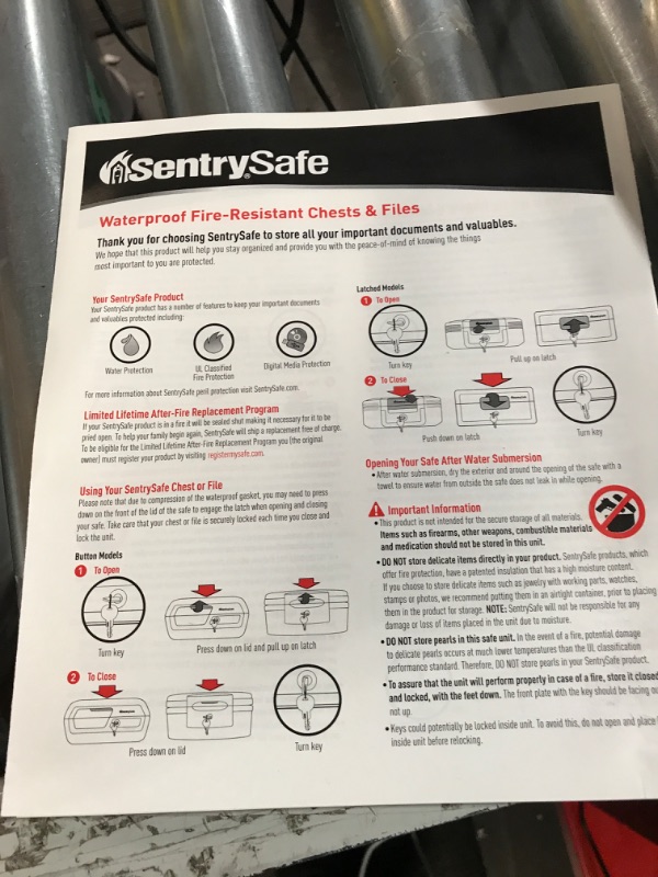 Photo 5 of ***DAMAGED - LEAKING SAND***
SentrySafe Fireproof and Waterproof Safe Box with Key Lock, 14.3 x 15.5 x 13.5 inches, HD4100