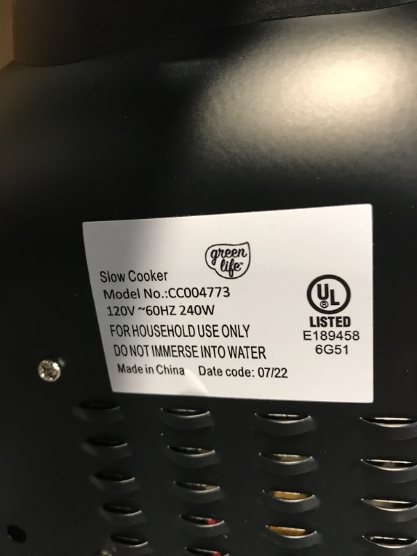 Photo 1 of **TURNS ON, HANDLE COVER IS BROKEN**  GreenLife Cook Duo Healthy Ceramic Nonstick Programmable 6 Quart Family-Sized Slow Cooker, Black

