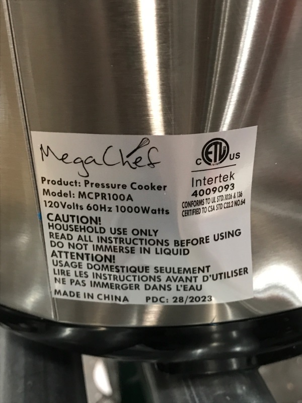 Photo 5 of **UNTESTED- SMALL DENT (SHOWN IN PHOTOS)** Megachef Digital Pressure Cooker, Silver, 6 quart