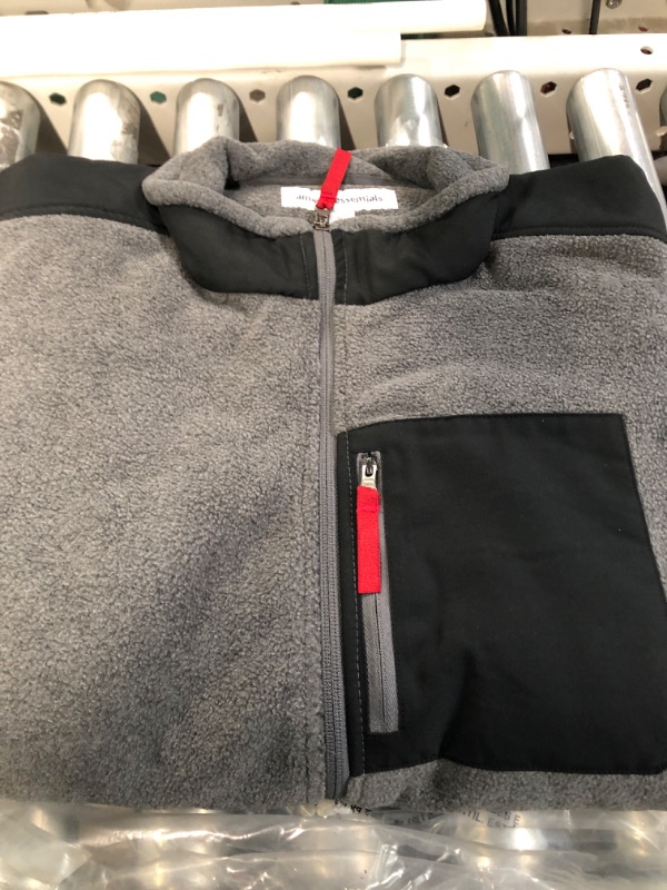 Photo 3 of Amazon Essentials Men's Full-Zip Polar Fleece Jacket (Available in Big & Tall) Polyester Black Charcoal Heather Color Block X-Large