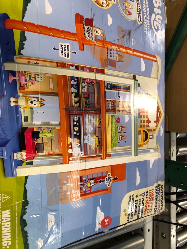 Photo 1 of Bluey Hammerbarn Shopping Center Mega Set, 4 Level, 22" Tall Playset with Working Lift and Trolley Return, Lights and 45+ Sounds. 3 Figures. 1