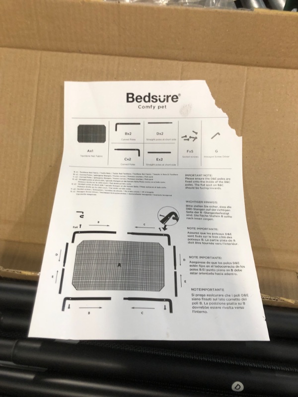 Photo 3 of **MISSING PARTS**
BEDSURE XL Elevated Cooling Dog Bed Cot, Raised Pet Beds with No-Slip Feet, Stable Frame & Durable Supportive Teslin Recyclable Mesh,  Grey