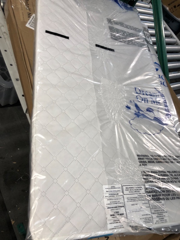 Photo 2 of Dream On Me Universal Cradle Mattress | Waterproof | 2” Fiber Core | Cradle Mattress | Greenguard Gold Certified | 36" x 18" White Check Vinyl Cover