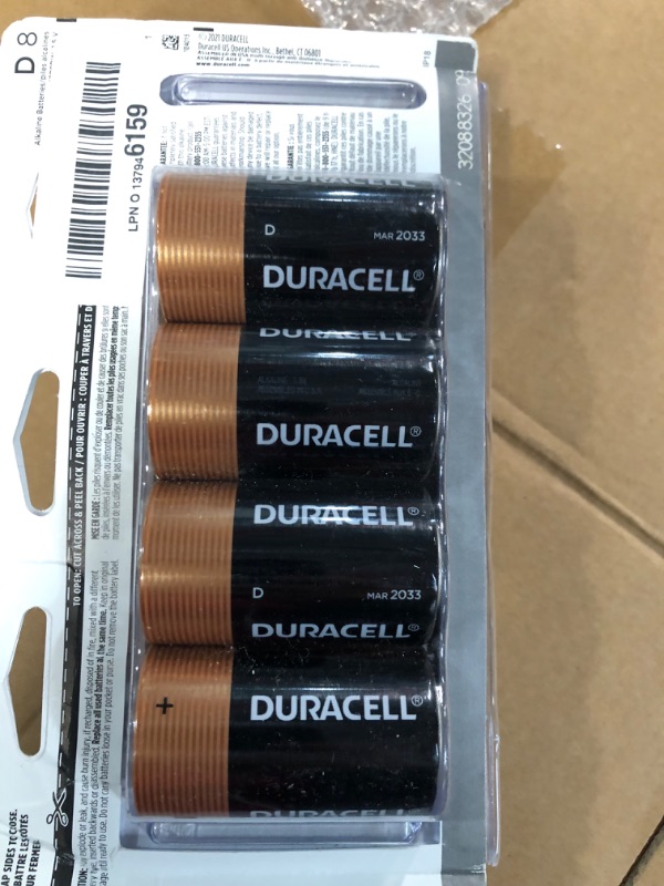 Photo 2 of Duracell Coppertop D Batteries, 8 Count Pack, D Battery with Long-lasting Power, All-Purpose Alkaline D Battery for Household and Office Devices