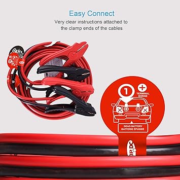 Photo 1 of 12 Feet Jumper Cables for Car, SUV and Trucks Battery, Heavy Duty Automotive Booster Cables