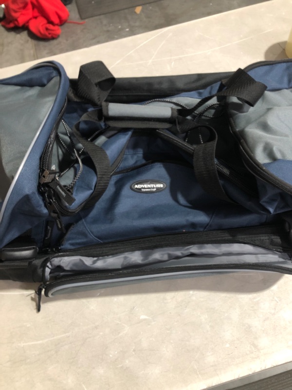 Photo 3 of * zipper damaged * see images *
Travelers Club Adventure Upright Rolling Duffel Bag 30 Inch 86.2L Navy Blue/Grey