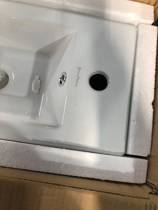 Photo 3 of ***USED - HARDWARE DAMAGED - SEE PICTURES***
Swiss Madison Well Made Forever SM-WS315 Voltaire Wall Hung Sink, Glossy White Modern