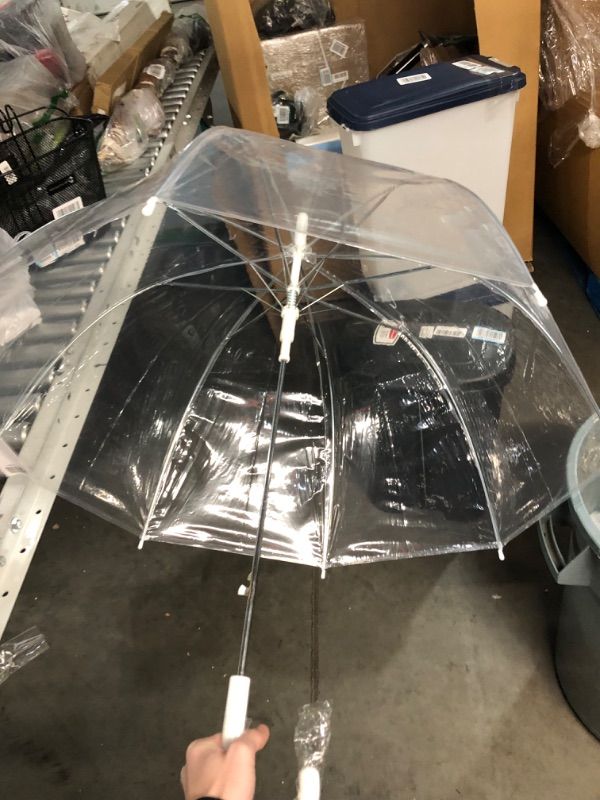 Photo 3 of (6 Pack) 46" Adult Clear Bubble Umbrella Auto Open Fashion Dome Shaped European Hook Handle