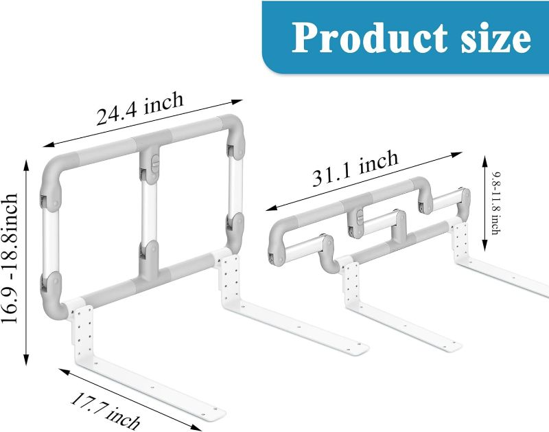 Photo 4 of (READ NOTES) Retoreath Folding Bed Rails for Elderly Seniors, Adjustable Heights Bed Assist Safety Bar, Fit King, Queen, Full, Twin, Medium
