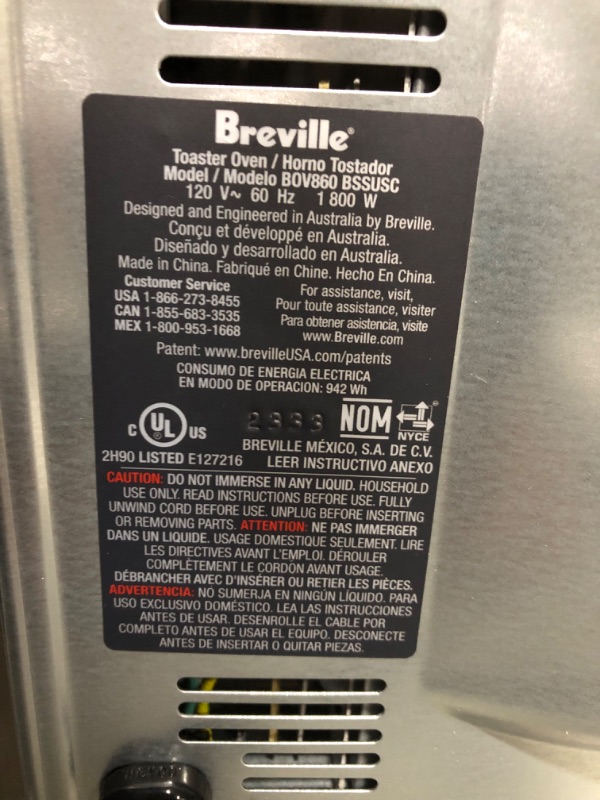 Photo 4 of ***NOT FUNCTIONAL - FOR PARTS - NONREFUNDABLE - SEE NOTES***
Breville Smart Oven Air Fryer Toaster Oven, Brushed Stainless Steel, BOV860BSS