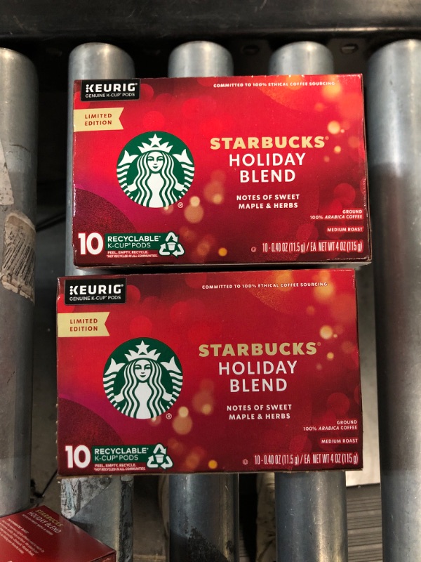 Photo 2 of (2 BOXES OF 10) Starbucks K-Cup Coffee Pods, Holiday Blend Medium Roast Coffee, 100% Arabica, Limited Edition Holiday Coffee, 2 Box (10 Pods)