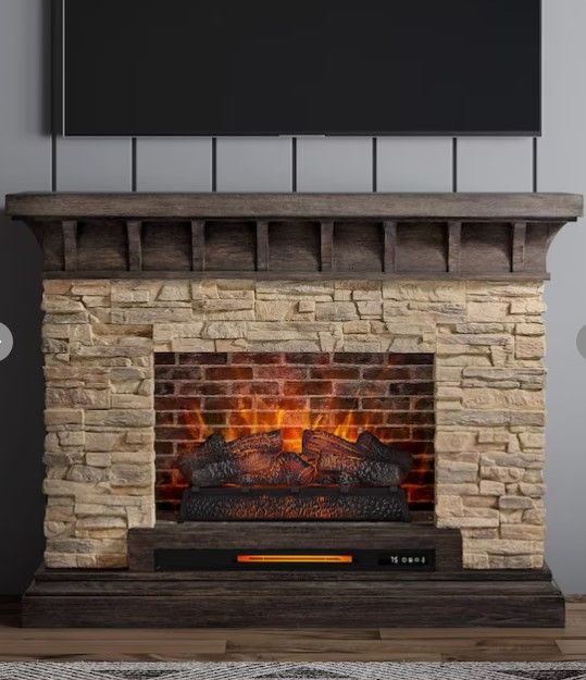 Photo 2 of (READ NOTES) allen + roth 53-in W Sedona Infrared Quartz Electric Fireplace
