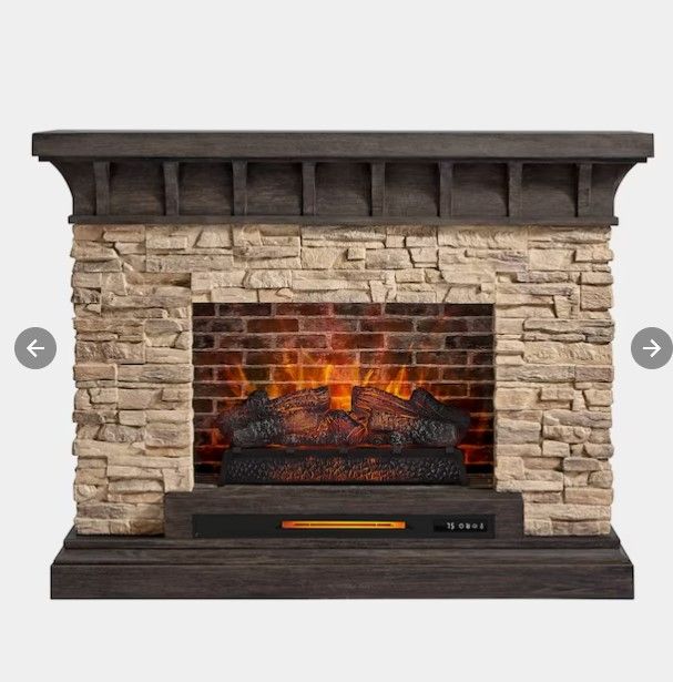 Photo 1 of (READ NOTES) allen + roth 53-in W Sedona Infrared Quartz Electric Fireplace
