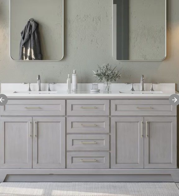 Photo 1 of (READ NOTES) allen + roth Felix 72-in Vintage Gray Undermount Double Sink Bathroom Vanity with White Engineered Stone Top
