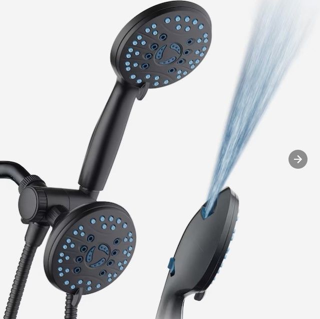 Photo 1 of (READ NOTES) AquaCare Matte Black Round Dual/Combo Shower Head 1.8-GPM (6.8-LPM)
