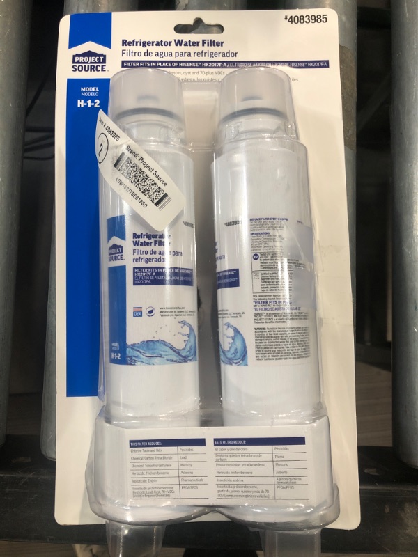 Photo 2 of (READ NOTES) Project Source 6-Month Twist-in Refrigerator Water Filter H-1-2 Fits Hisense HX2017F-A 2-Pack
