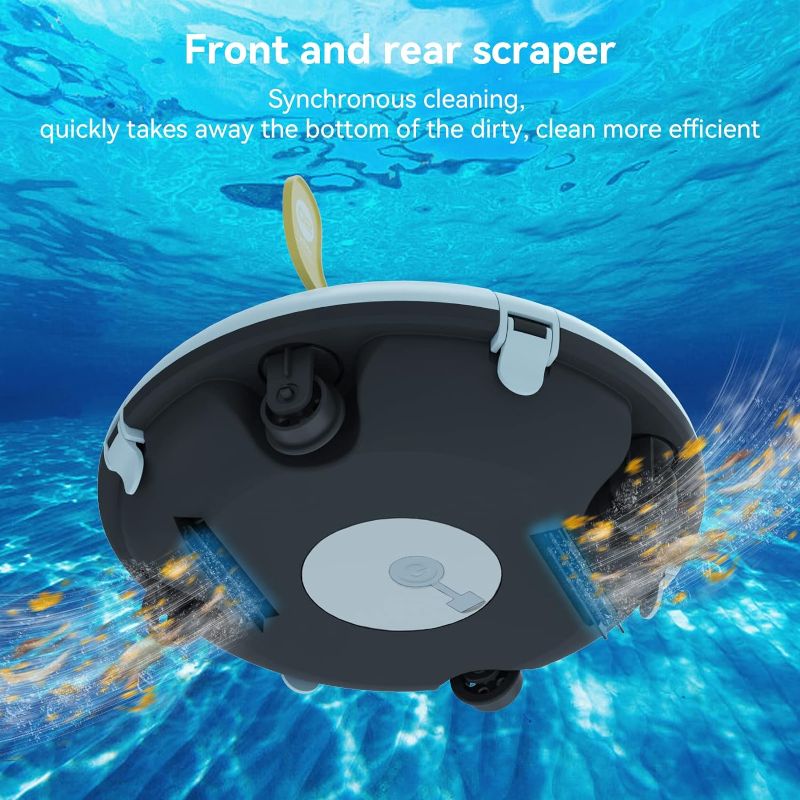 Photo 4 of (READ NOTES) Lydsto Cordless Robotic Pool Cleaner - Automatic Pool Vacuum for Above Pools - Built-in Water Sensor Technology - Dual-Drive Motors Lasts 60 Mins Perfect for Flat Swimming Pools up to 35 Feet